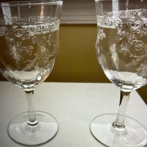 Vintage etched wine glasses